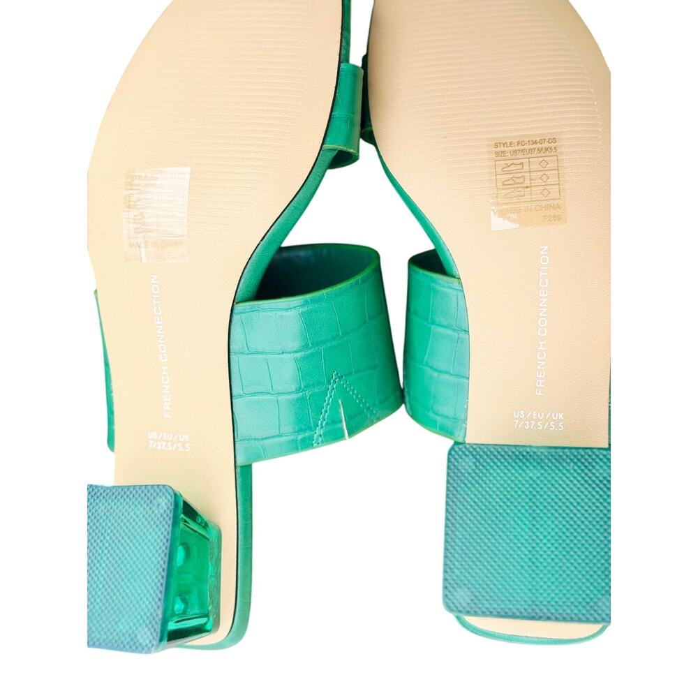 NIB - French Connection Angela Green Croc Lucite Block Heel Sandal Slides-Sz 7 - Picture 6 of 8